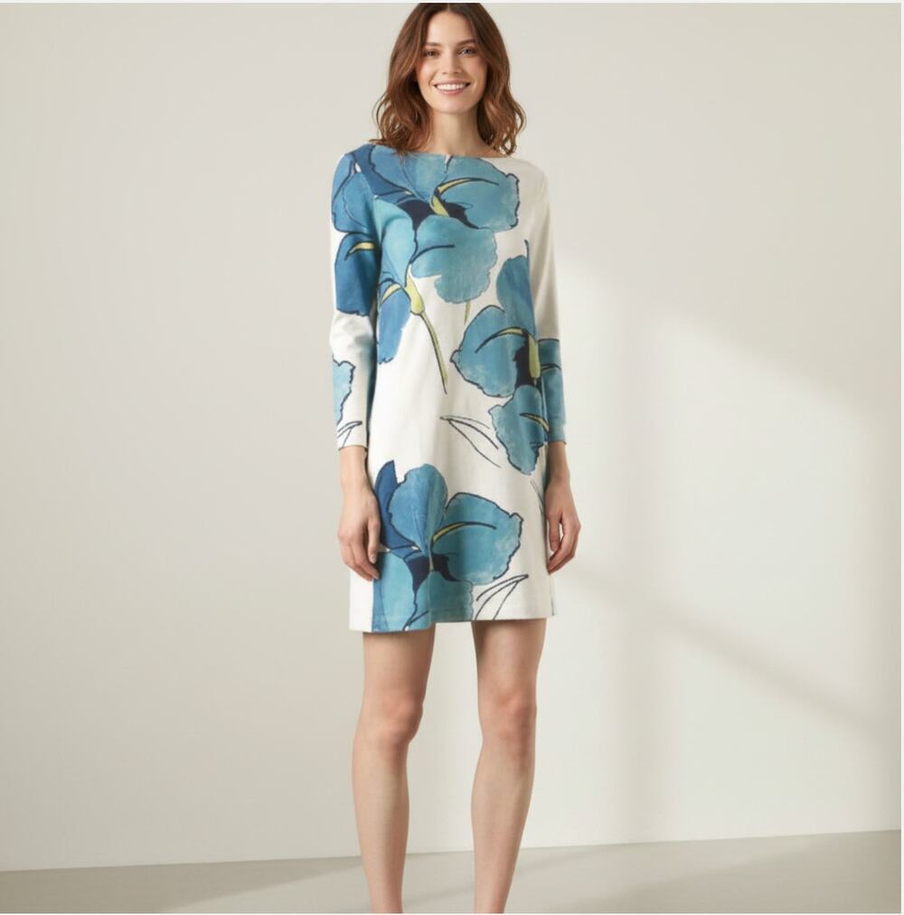 Tory Burch Pima Cotton Bonnie Shift Dress Floral Size S Oasis Persica